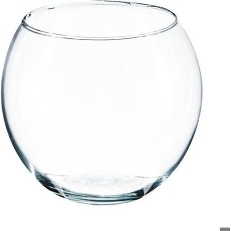 Vase Boule Verre - Diametre 15 cm - Pour Fleurs Fraiches Sechees Ou Bougie - Transparent - 1 Piece