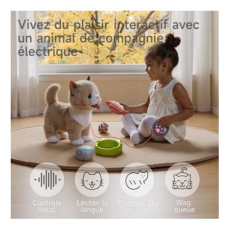 Plush Toy Cat Interactive Walking Barking Leash Toys Animals Electronic Cats (1/4)