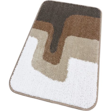 Tappeto Bagno Doccia Scendiletto Pelo Raso Morbido Assorbente Antiscivolo Lavabile Marrone - 50x110 Cm