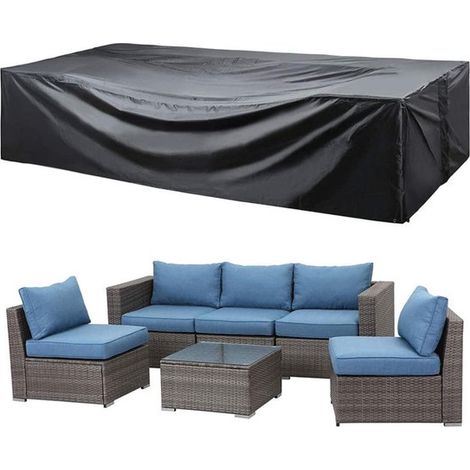 Funda impermeable para silla, 150 x 90 x 71 cm, Tejido Oxford 210D, Impermeable, Resistente rayos UV, Resistente polvo, Duradera, 1 unidad negra (1/5)