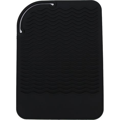 Hitzebeständiger Silikon-Haarglätter, Reiseetui für Lockenstab, rutschfeste Matte (schwarz) (1/5)