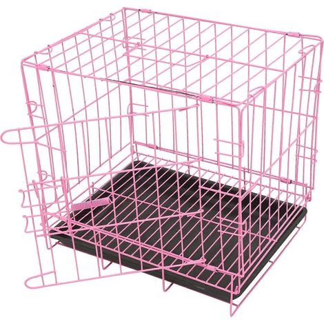 Cage pour chien compatible avec les chiens de taille moyenne, rose, 35 x 34 x 26 cm, sécurité garantie, 1 unité (1/5)