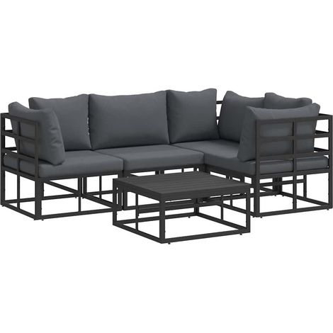 Maison Exclusive - Ensemble de canapé de jardin avec coussin 5 pcs Noir Aluminium (1/5)