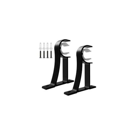 Set di 2 robuste staffe in metallo per bastoni per tende - Per bastoni per tende da 25 a 30 mm - Nere