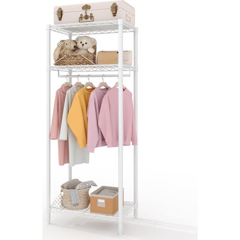 Portant à vêtements robuste autoportant – Système de rangement compact 3 niveaux 70,5"H x 23,3"L x 15,5"P(180cmx60cmx40cm)– Étagères métalliques réglables, capacité 310 kg, montage facile, idéal pour