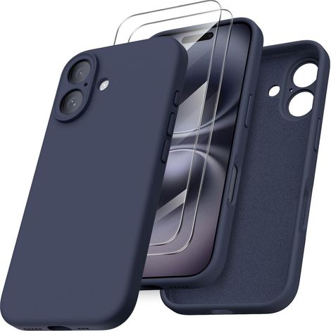 ORNARTO iPhone 16 Hülle Kameraschutz 2 Schutzfolien flüssiges Silikon stoßfest (1/5)