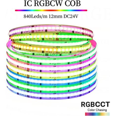 Striscia LED COB IC RGBCCT da 840 LED al Metro DC24V 5 Metri  IP20 (1/5)