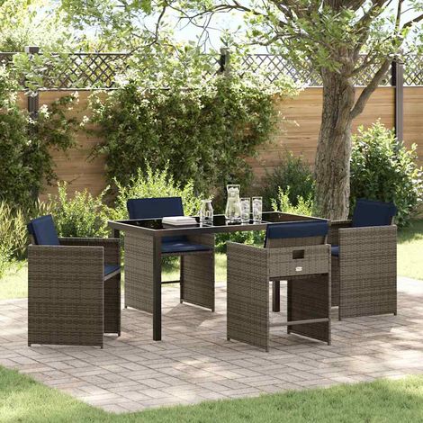 Garden Dining Set 5 pcs Grey Poly Rattan vidaXL (1/5)