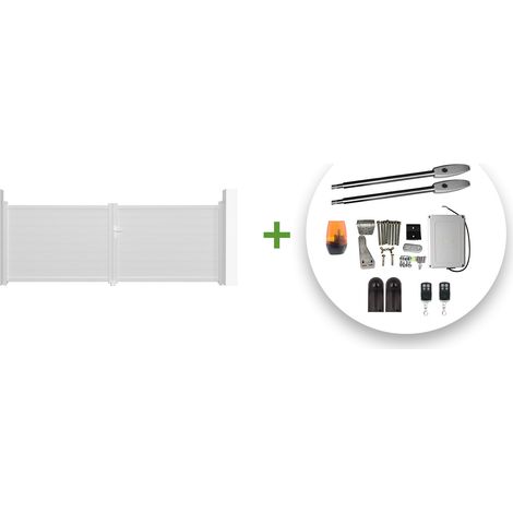 Portail battant électrique EIGER 400x140cm blanc + Motorisation TANKER B250 (1/5)