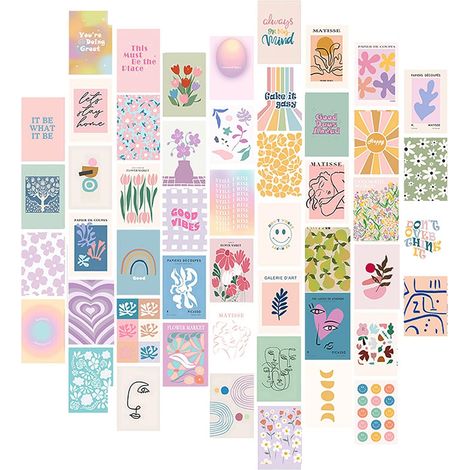 50 Pièces Poster Aesthetic Collage Mural Kit Decoration Chambre Indépendante Peach Teal Aesthetic Room Decor Affiche Decoration Murale Déco Chambre Deco Chambre Ado Fille Femme Homme (1/5)
