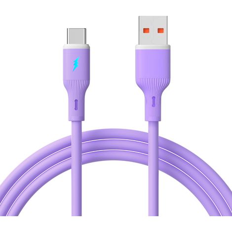 Cavo USB tipo C / USB A da 1 m AK-USB-65 in silicone viola (1/2)