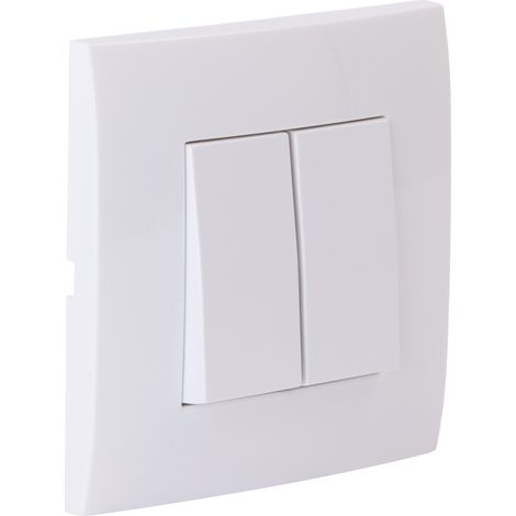 Zenitech – Va et vient double encastré – Plaque finition Kalya blanche – 10A 230V – Connexion à bornes automatiques – Installation simplifiée (1/5)