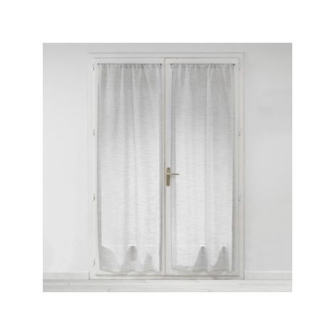 Paire de voilages droits passe-tringle 2 x 70 x 240 cm – Effet lin tissé – Milza Gris