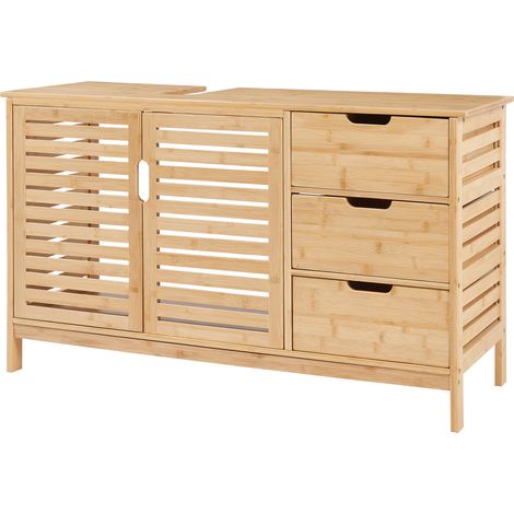 Waschbeckenunterschrank Boksereys 60x100x35 cm Bambus Natur [en.casa] (1/5)