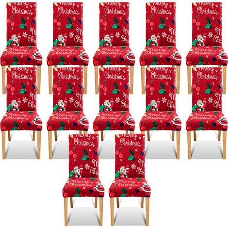 Wolketon Weihnachten Stuhlhussen 12x Stuhlbezug Husse Festlich Dekoration Protector Chair Cover Party Restaurant (1/5)
