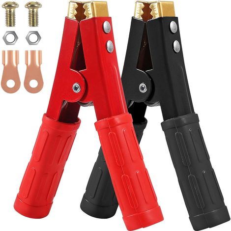 2pcs Battery Jumper Cable Clamps Heavy Duty Pure Copper Crocodile Clamp 1000A Car Battery Alligator Clips Set for Car Auto Vehicle Boat Jumper Cables Boost (Red & Black) (1/5)