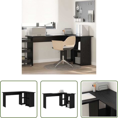 vidaXL Bureau chêne noir - Bureau Chêne noir 142 x 102 x 73 cm Bois d'ingénierie (1/5)