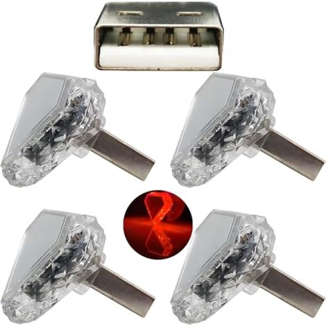 Lumière ambiante USB USB triangulaire (tactile) rouge 4Pcs matériau PC Feux Secours 5V/1A Mini veilleuse adaptée à diverses prises USB telles que les banques d'alimentation et les voitures (1/5)
