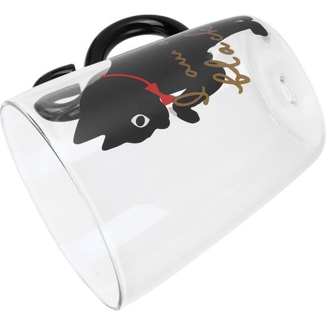 Tasse Isotherme Chat Noir Transparente Réutilisable pour Café Thé Lait Eau