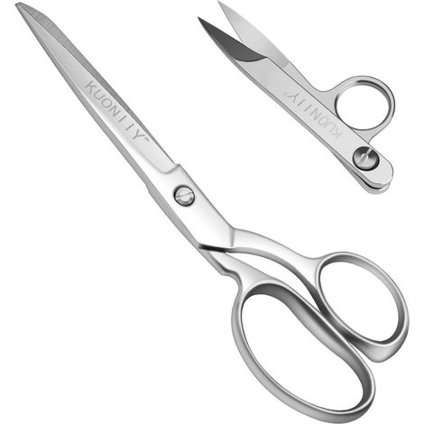 Ciseaux de Couture, Ciseaux pour Tissu en Acier Inoxydable, Tranchants et Durables, Coupe Précise, Agréables au Toucher, 20 cm de Long, Argent, Livrés avec Coupe-Fil en Acier Inoxydable (1/5)