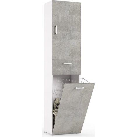 Columna Con Cesta De Ropa Blanca Con Puertas De Hormigón (1/4)