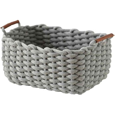 Panier de rangement en grosse maille, panier tressé, boîte de rangement en corde épaisse, panier de rangement, panier de bureau pour collations et autres articles de décoration du jour