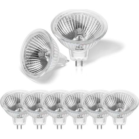 8er-Pack Halogenlampen, 35 W, 12 V, MR16, GU5.3, 350 lm, dimmbar, warmweiß (2800 K), für Decken- und Schienenbeleuchtung (1/5)