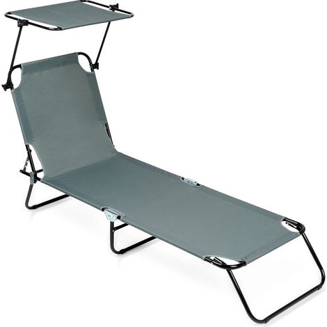 Folding sun lounger with adjustable canopy gray 235492429 (1/5)