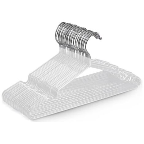 Lot de 20 cintres en métal blanc de haute qualité, recouverts de caoutchouc, mesurant 40 x 19,5 x 0,32 cm, peu encombrants et adaptés aux armoires. (1/5)