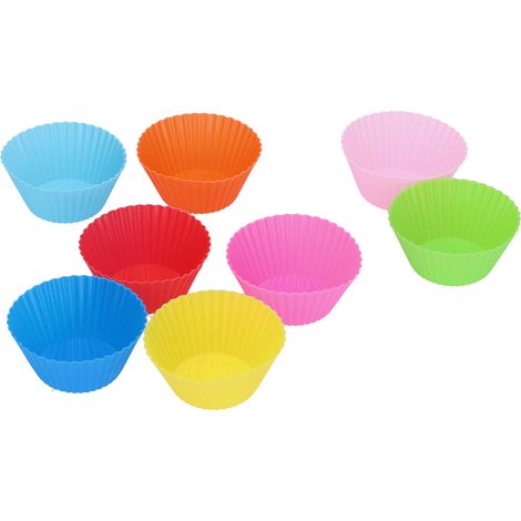 8Pcs set 7cm/2.8in Silicone Baking Cup Reusable Round Cake Mold HeatResistant Cake Cup