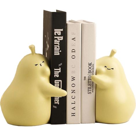 Serre Livre Poire 1 Paire Céramique Mignon Créatifs Décoratifs pour l'École, Bureau, Bibliothèque, Maison - Accessoires (Jaune) (1/5)