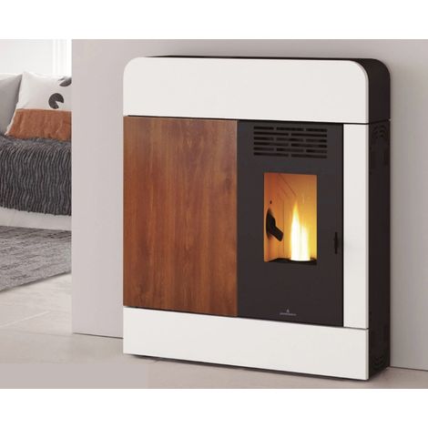 Poêle à pellet Dora 11kW Blanc effet bois - Sans (1/5)
