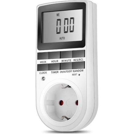 Prise Programmable Digitale Minuterie Numérique Journalier Programmateur Prise Electrique avec Ecran LCD et Mode Aléatoire (1/3)