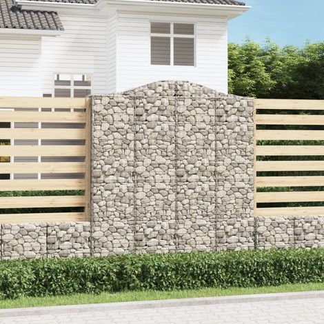 Gabionen mit Hochbogen 3 Stk. 200x30x220/240cm Verzinktes Eisen