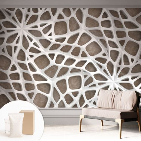 Papier peint intissé mural avec imprimé pour décoration pour salon pour chambre à coucher pour entrée Réseau en dentelle 312x219 cm (1/5)