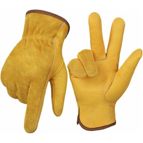 1 Pair of Puncture Resistant Gardening Gloves, Heavy Duty Gardening Gloves for Men and Women, Durable Leather Gloves for Gardening, Machinery, Welding (1/4)
