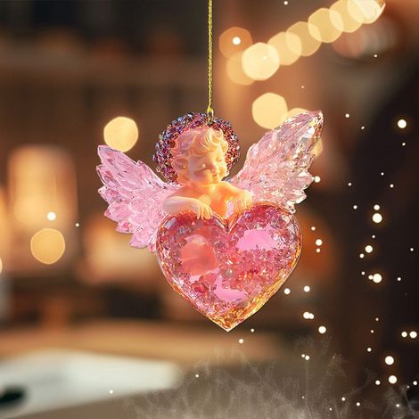 Angel - Acrylique - Décoration Suspendue Pour Arbre De Noël, Cheminée, Rétroviseur Auto, Occasions Festives - 1 Pièce - 8,2 x 8 cm (1/5)