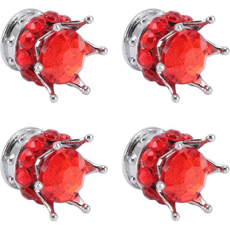 4 diamantförmige Reifenventilkappen, rot, universell für Autos, LKWs, Fahrräder, Radventilabdeckungen, 4er-Set. (1/5)