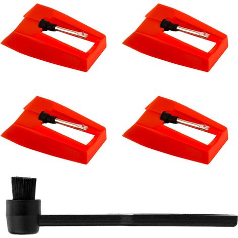 Plattenspielernadel – 4 Stück – Diamant und Aluminium – Reiner Klang – Für Crosley Victrola Ion – Rot (1/5)