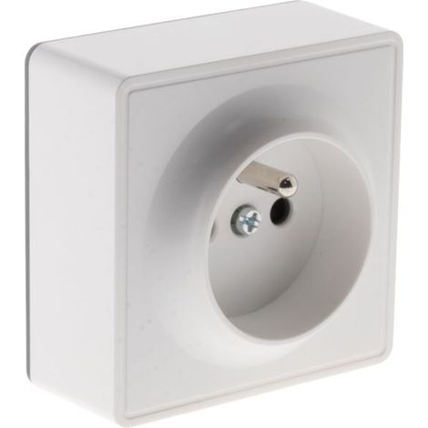 Zenitech – Prise électrique simple saillie 2P+T 16A blanc – Plastique polycarbonate durable – Bornes automatiques pour câblage rapide – 3680W