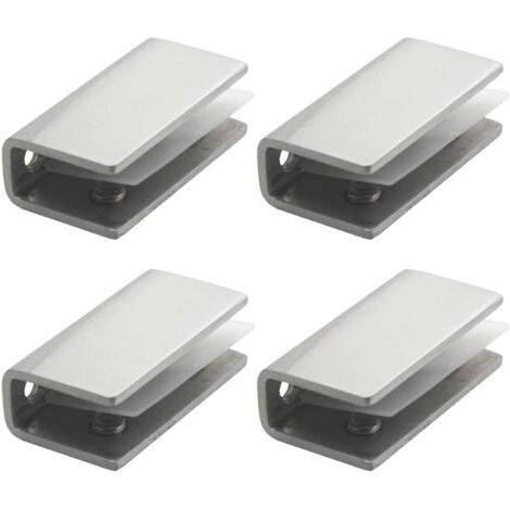 Pince Verre Inox, 4 Pièces Support Etagere Verre, Pince Garde Corps Verre, Support Miroir 8-12MM, Fixation Miroir Mural, pour Fenêtre de Main Courante Descalier de Balustrade (1/5)