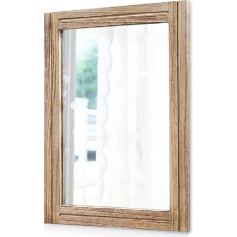 Miroir mural rustique avec cadre en bois rectangulaire - Miroirs décoratifs à suspendre pour chambre à coucher, salle de bain, salon, dressing (1/5)