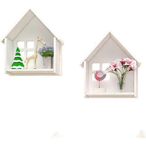 Étagère murale décorative pour salon ou chambre, petite maison, cintres, cloison, suspension, décoration non perforée (1/2)