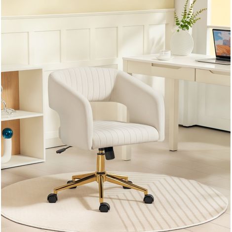 Fauteuil de bureau réglable pivotant crème blanc OKMYHOME (1/5)