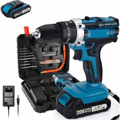 Perceuse-visseuse sans fil 20V, visseuse sans fil avec batterie, perceuse à percussion 25Nm (1/5)