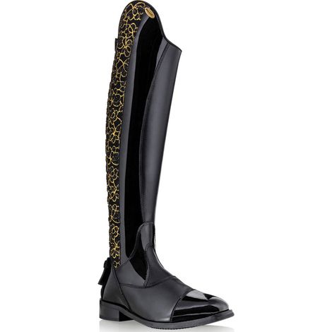 40, Schwarz: Stivale equitazione in pelle con inserti vernice Thor artigianale (1/5)
