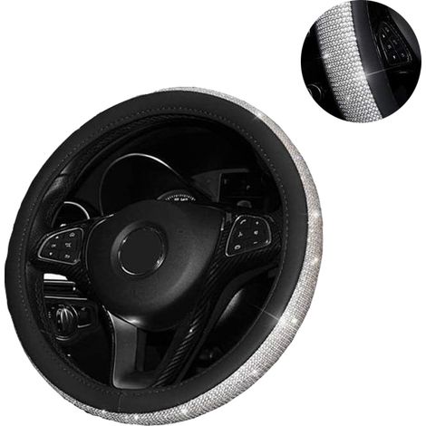 Housse De Volant - Cuir Pu Antidérapante - Universelle 38 Cm - Noir Blanc - 1 Pièce