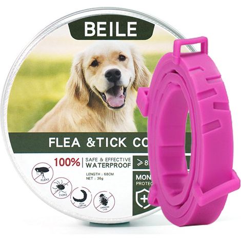 Collier pour chien 1 pièce collier anti-insectes et anti-puces pour chiens (grand chien 35 kg 72 cm, rose) collier anti-insectes et anti-puces (1/2)