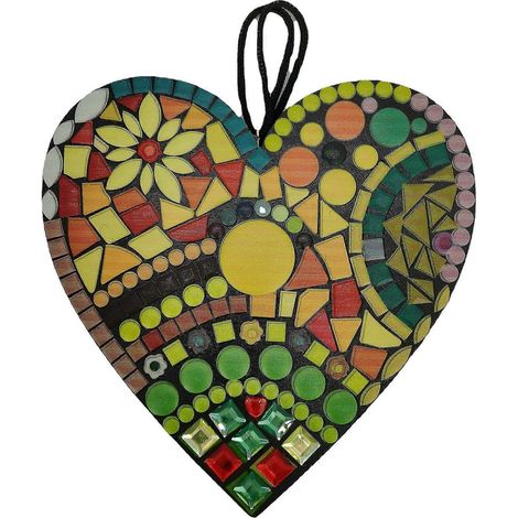 Grande sculpture décorative en forme de cœur pour jardin en mosaïque (1/4)