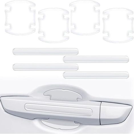Film Protecteur Poignée Porte Voiture - PVC Transparent Flexible - Protection Anti-Rayures Universelle - 8 Pièces